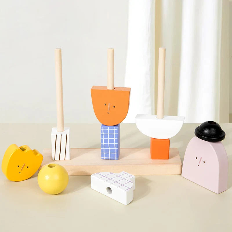 Blocos de Madeira Criativos Montessori 3D para Crianças - Estrela Kids