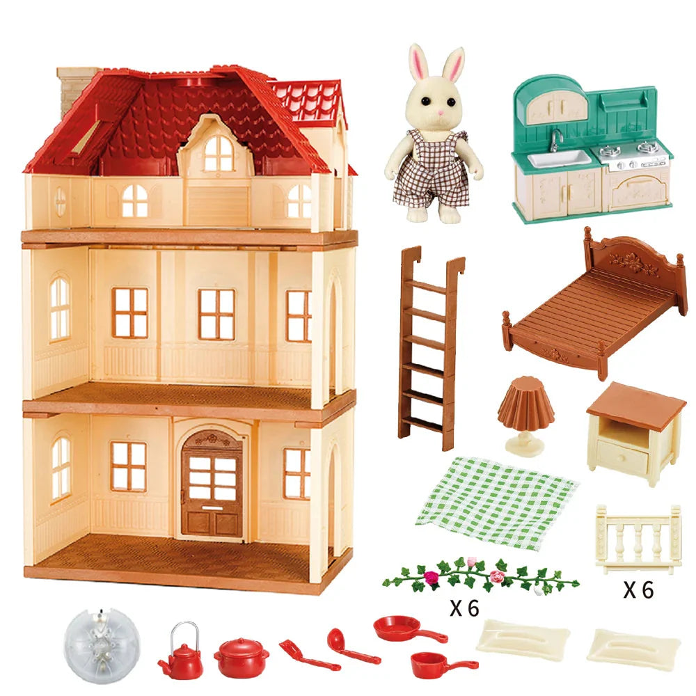 Villa de Brinquedo Floresta Encantada com Móveis e Animais - Estrela Kids