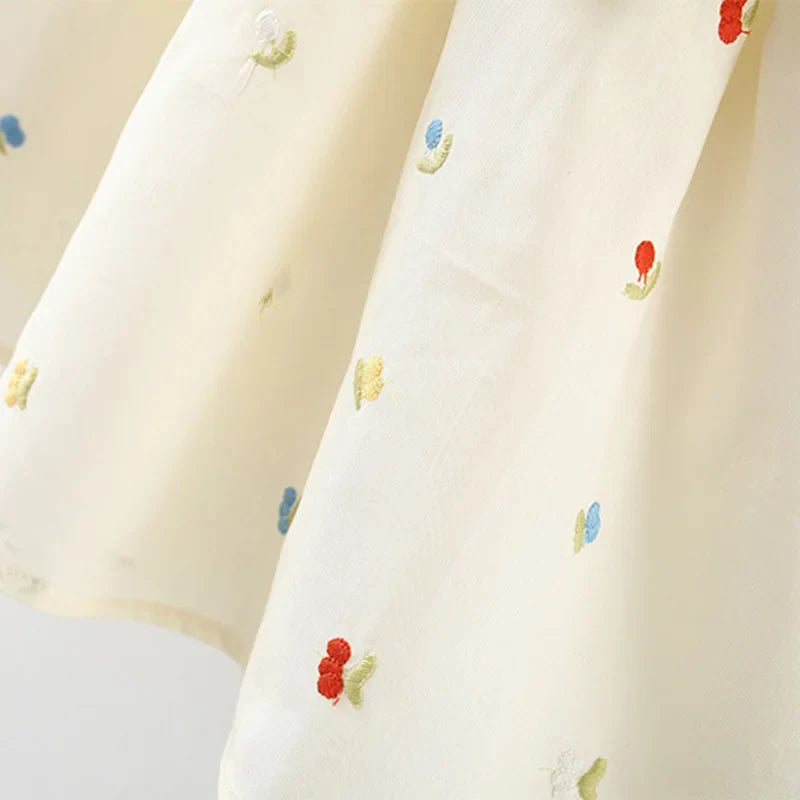 Vestido de Verão com Laço Bordado para Bebês - Estrela Kids