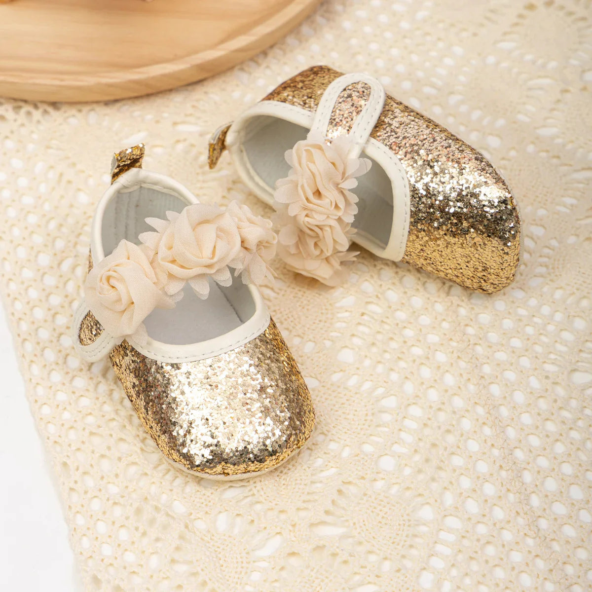 Sapatos de Festa para Bebês com Renda Floral - Estrela Kids