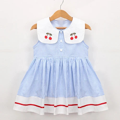 Vestido Princesa Verão com Bordados de Cereja - Estrela Kids