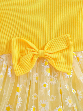 Vestido Infantil Princesa Florido com Mangas Voadoras - Estrela Kids