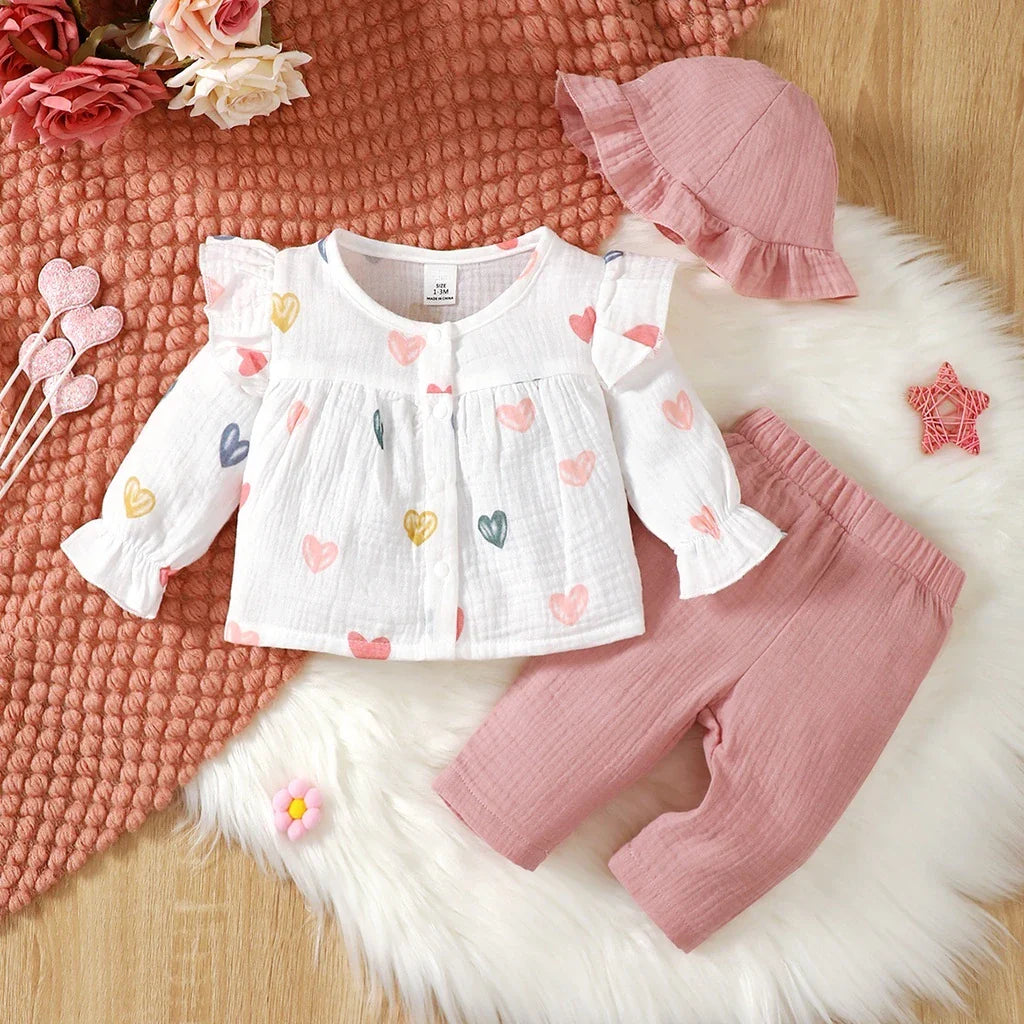 Conjunto Infantil Corações - 3 Peças - Estrela Kids