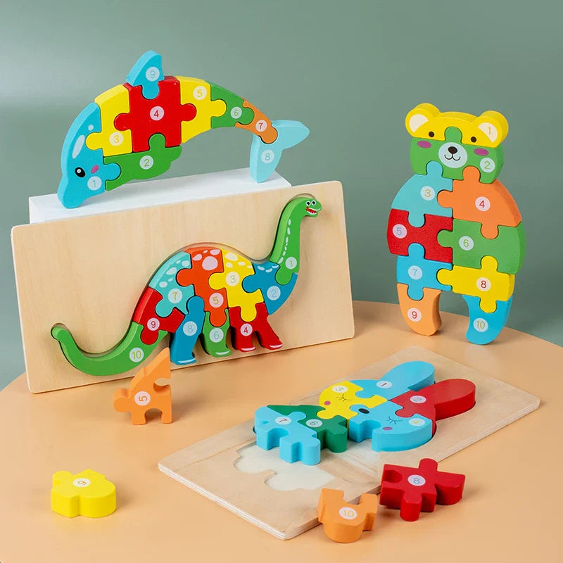 Quebra-Cabeça Montessori de Dinossauro para Crianças - Estrela Kids