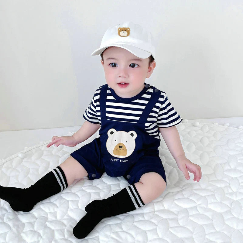 Macacão Listrado de Algodão para Bebê - Verão Fofo - Estrela Kids
