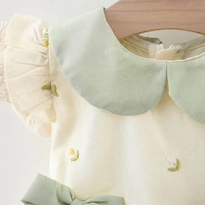 Vestido de Verão com Laço Bordado para Bebês - Estrela Kids