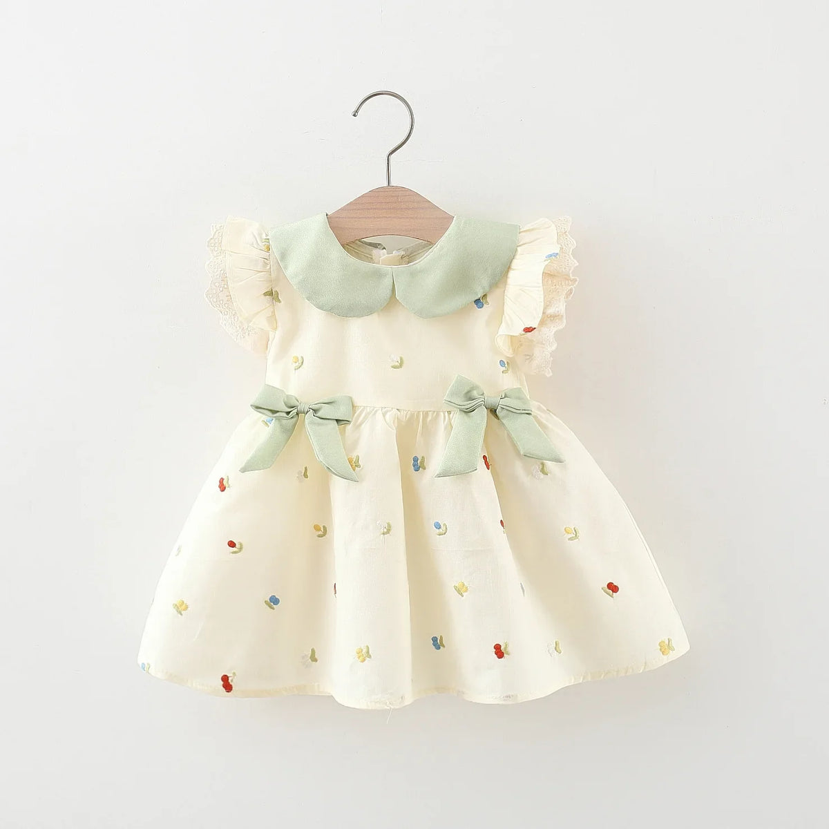 Vestido de Verão com Laço Bordado para Bebês - Estrela Kids