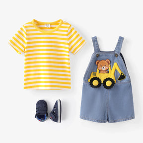 Conjunto Infantil Macacão Jeans com Urso Divertido - Estrela Kids