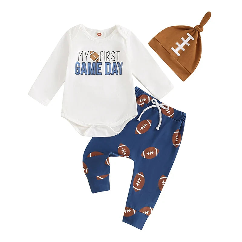 Conjunto Infantil Football 3 Peças: Body, Calça e Gorro - Estrela Kids