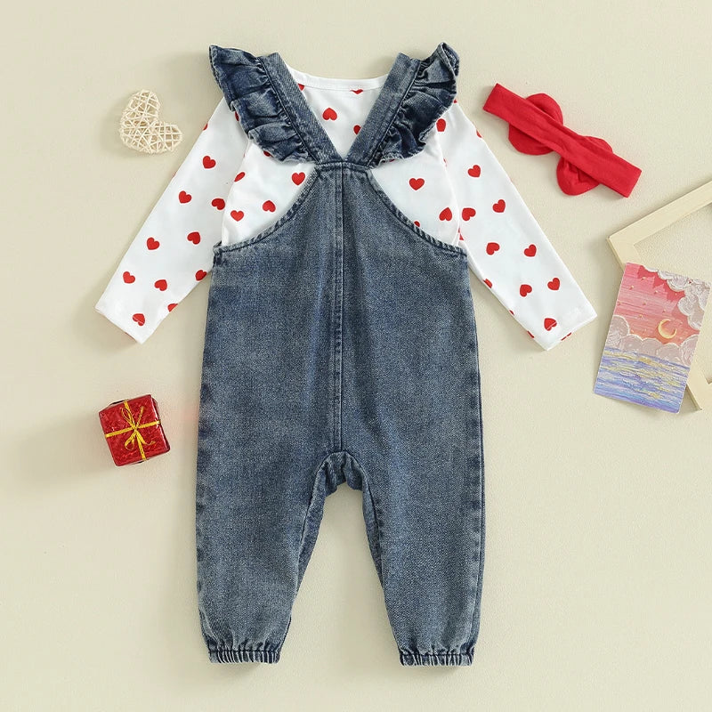 Jardineira Jeans Menina Bebê Urso - Estrela Kids