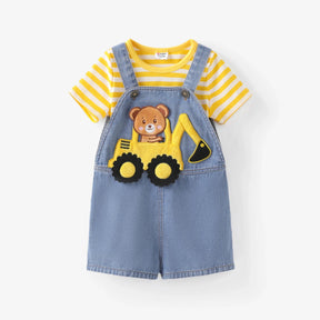 Conjunto Infantil Macacão Jeans com Urso Divertido - Estrela Kids