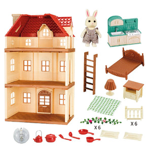Villa de Brinquedo Floresta Encantada com Móveis e Animais - Estrela Kids