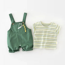 Conjunto Infantil Dinossauro - Camiseta e Jardineira 2 Peças - Estrela Kids