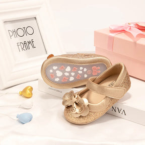 Sapato Bebê Princesa com Laço Dourado Antiderrapante - Estrela Kids