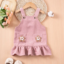 Vestido Infantil de Veludo com Flores - Primavera e Outono - Estrela Kids