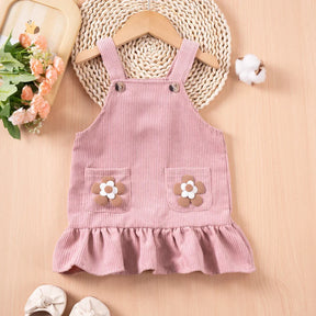 Vestido Infantil de Veludo com Flores - Primavera e Outono - Estrela Kids