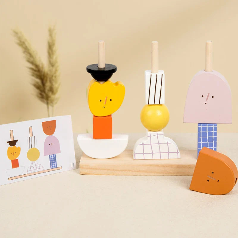 Blocos de Madeira Criativos Montessori 3D para Crianças - Estrela Kids