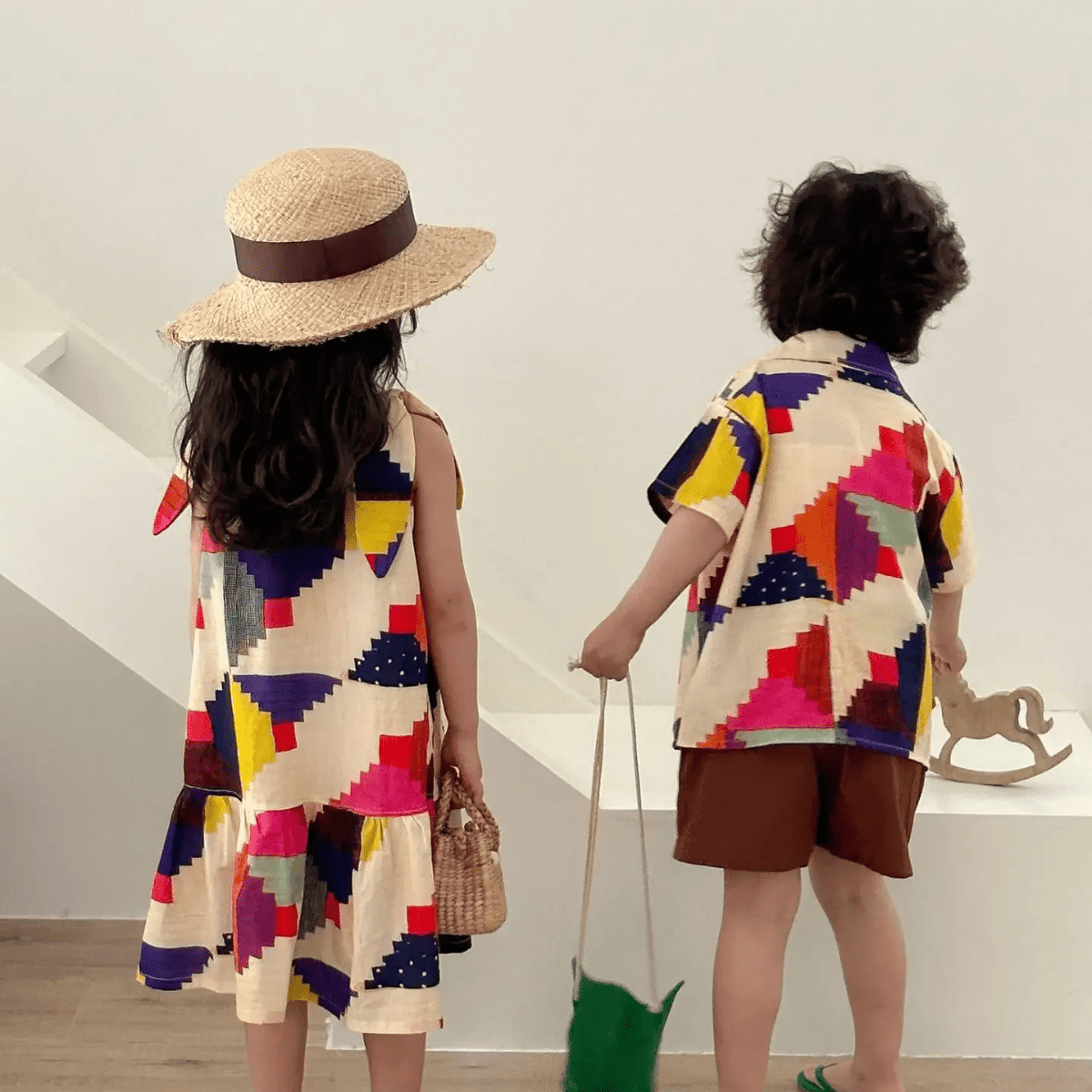 Conjunto Infantil Colorido de Verão - Camisa e Vestido - Estrela Kids