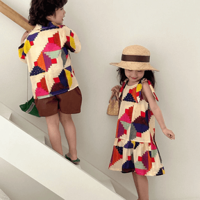 Conjunto Infantil Colorido de Verão - Camisa e Vestido - Estrela Kids