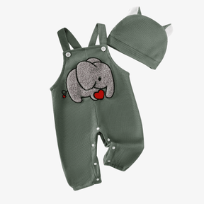 Macacão Bebê com Touca e Bordado de Elefante - Estrela Kids