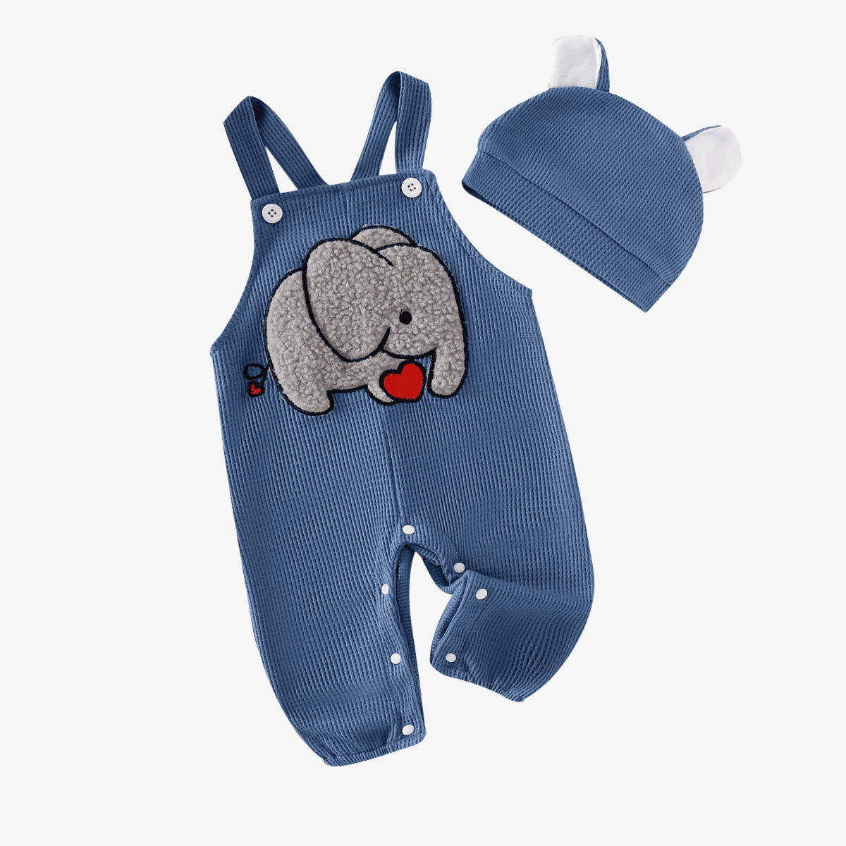 Macacão Bebê com Touca e Bordado de Elefante - Estrela Kids