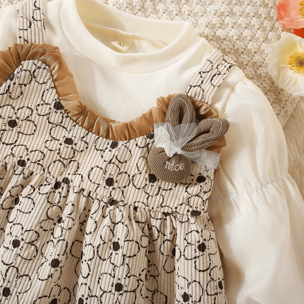 Vestido Manga Longa Infantil Renda Flor - Estrela Kids